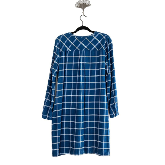 Draper James Navy Bell Sleeve Plaid Shirt Dress Women's $135 - Size 10 | M - Picture 6 of 14